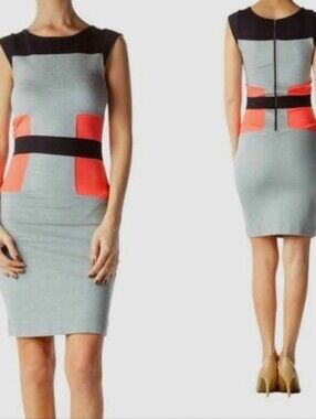 French Connection Black, Gray, and Pink Mini Dress